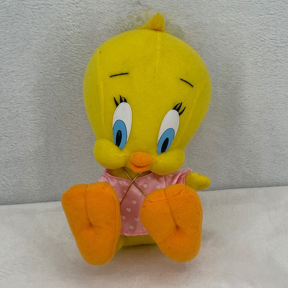 Vintage Y2K Ace 1998 Tweety Bird Looney Tunes 10" Stuffed Plush Toy Retro Hearts